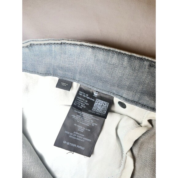 G Star Raw Jeans Men 36x34 Gray 3D Zip Knee Super Slim Moto Biker Faded 5620 - Picture 14 of 16